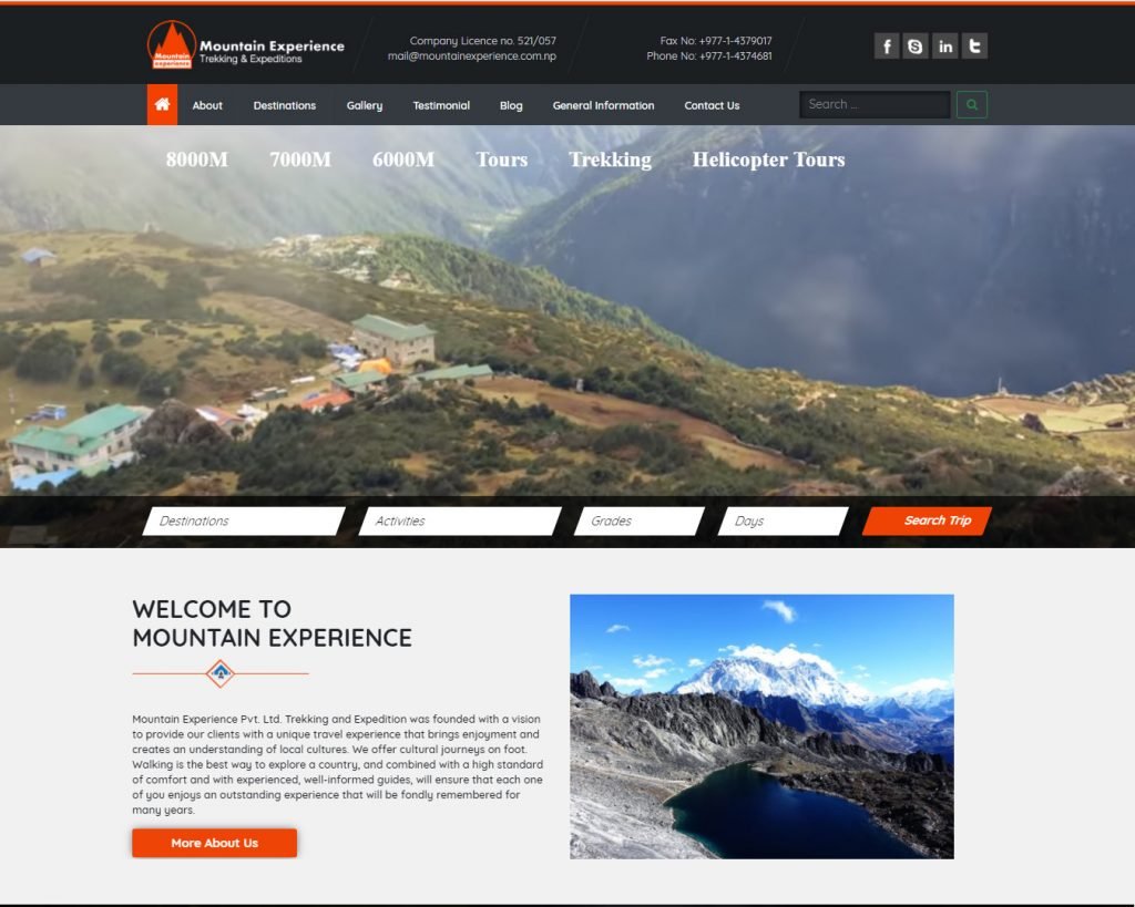 mount-experience trekking web design in nepal